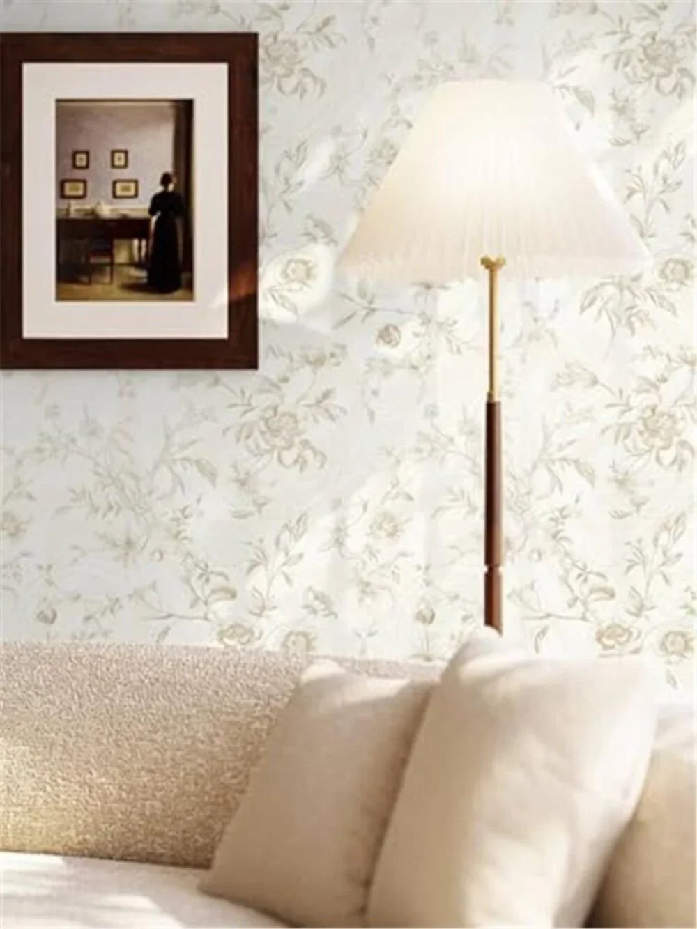 Floral Peel Stick Wallpaper Beige Vintage French Removable Self Adhesive Vinyl